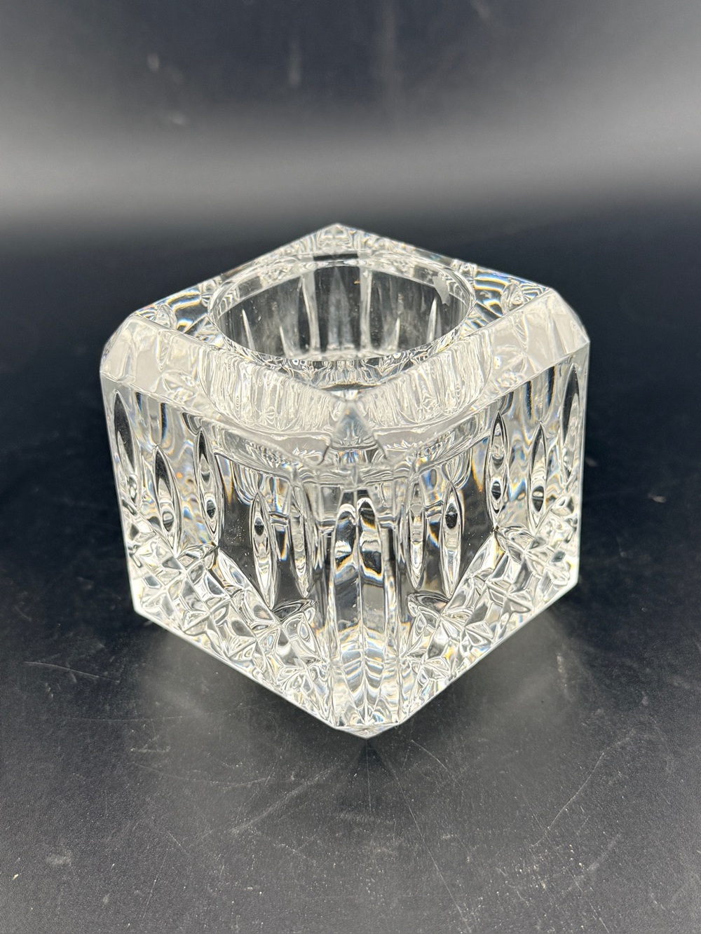 WATERFORD Crystal Lismore Square 2.5" Cube Candle Stick & Tea Light Holder